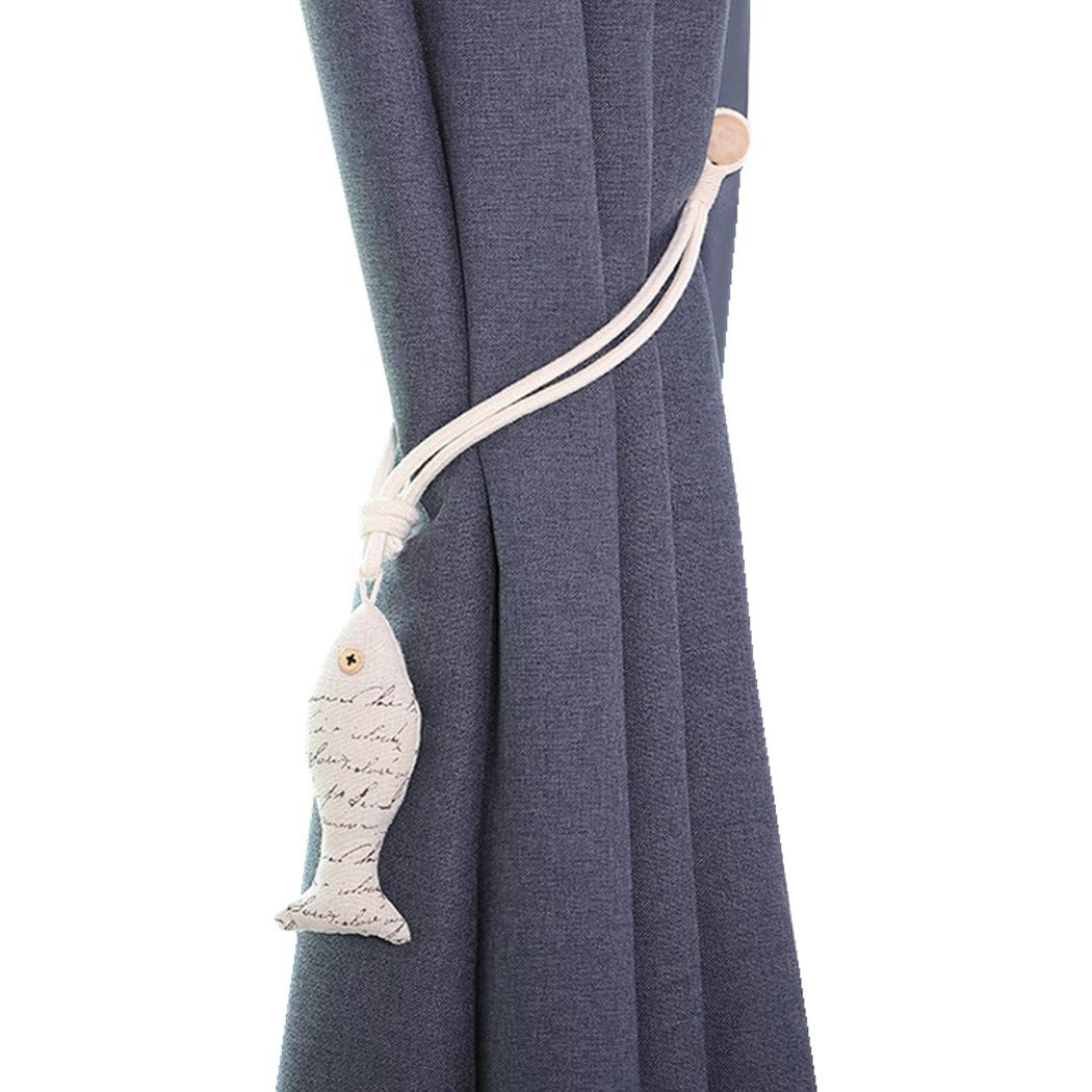 Moraphee 2Pcs Curtain Flower Tiebacks Rope for Kids Room Pure Cotton Holdbacks Window Curtain Length 55cm-fish