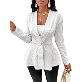 SKAYS Blazers for Women Business Casual Long Sleeve Solid Blazers & Suit Jackets Office Button Knit Cardigan