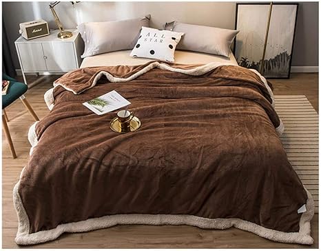 Amazon フランネル毛布 厚手の暖かいラムスキンステッチブランケットシートカバーブランケット Color Brown Size 180x0cm ブランケット 毛布 オンライン通販