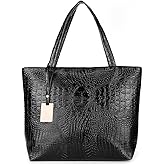 Womens Large Tote Shoulder Handbag Purse Travel Satchel Stylish Fuax Leather Crocodile Hobo Top Handle Bag