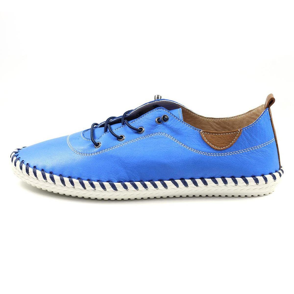Lunar St Ives Leather Plimsoll for Summer 2022 * 7 UK Cobalt Bue