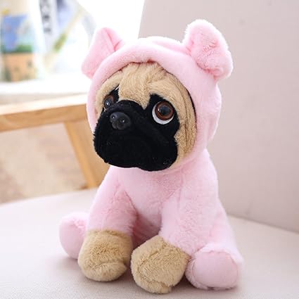 Thboxes Plush Transfiguration Simulation Shar Pei Doll Cute Dog Toys Wearing a Hat as Gifts for Kids & Adults Pink 20cm