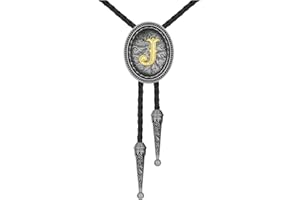 HUABOLA CALYN Bolo tie for Men, Western Cowboy Golden Alphabet Initial Letter ABCDJMR to Y Costume Bolo ties Neckties