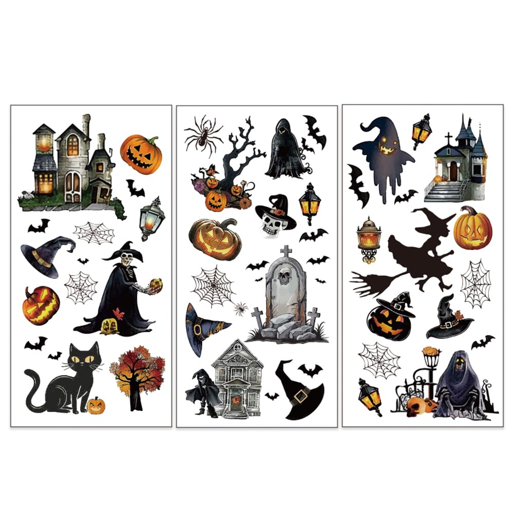 OLYCRAFT 3pcs/Set Halloween Rub on Transfers for Furniture and Crafts 15x30cm Pumpkin Skeleton Decor Transfer Stickers Witch Ghost Rub on Decals for Wood Furniture Scrapbooking Home Decorations
