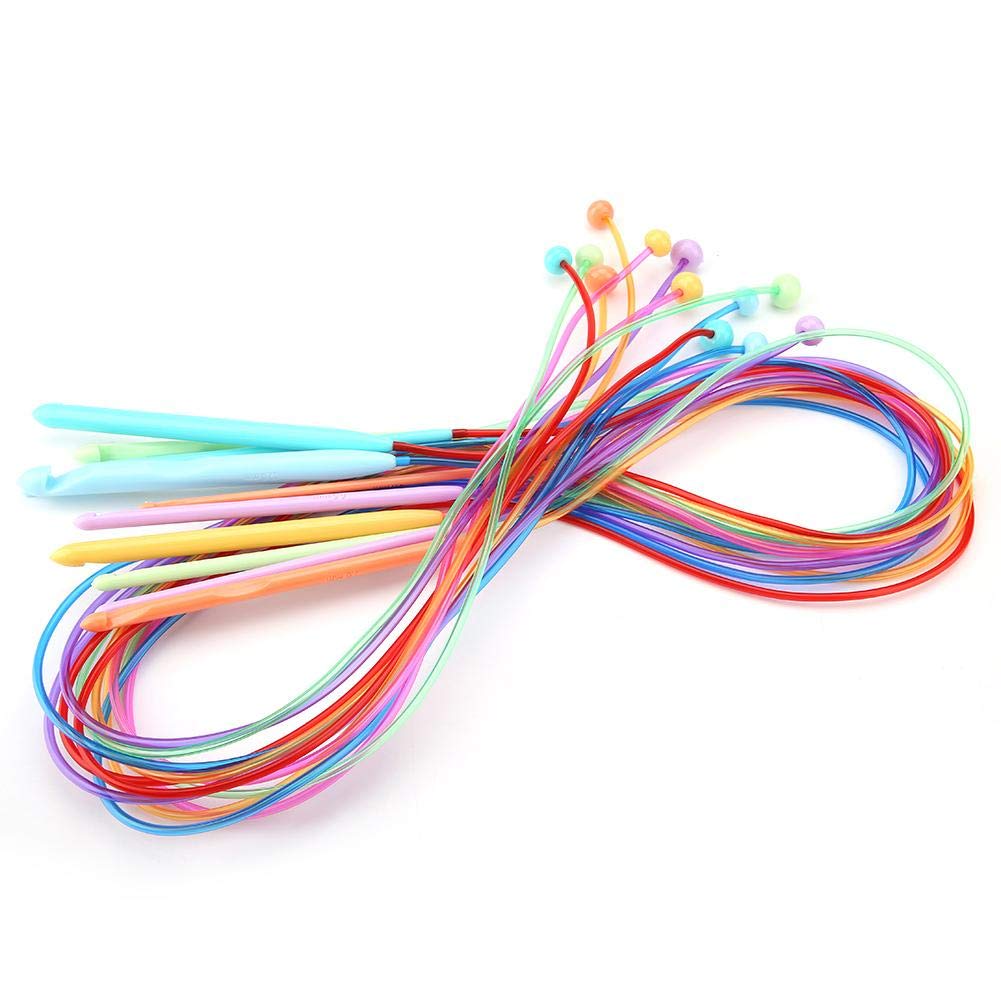 12 PES 1.2 m Long Afghan Crochet Hooks Carpet Knitting Needles with Cable Plastic Crochet Hook Set- Ideal Kit for Crocheting Including Lace, Flowers, Doilies & Baby Clothes