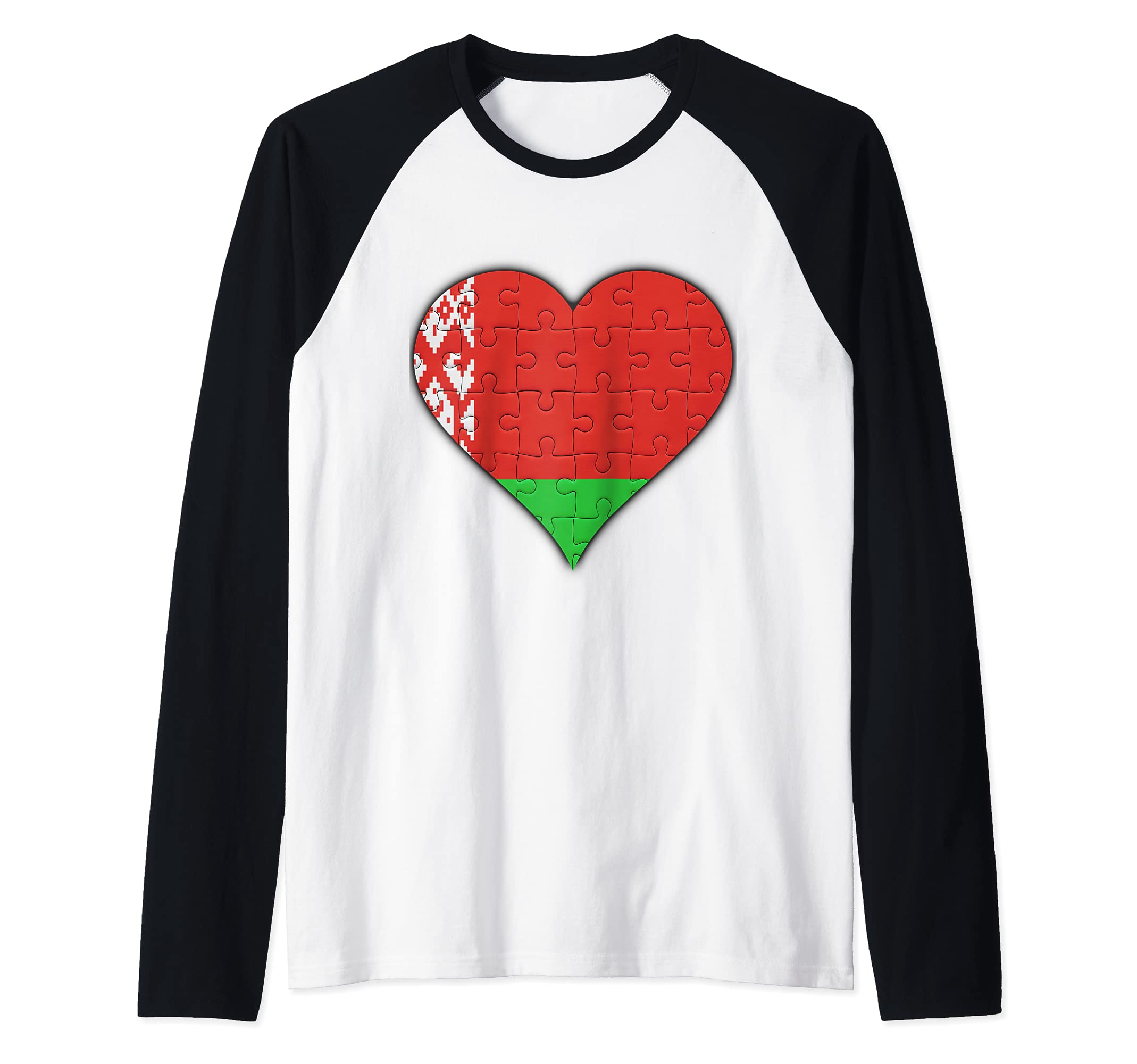Belarus Belarusian Flag Heart Raglan Baseball Tee