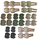 Flexzion Airsoft Knee Elbow Protective Pads Set 4 Pack Tactical Combat Paintall Skate Outdoor Sports Safety Guard Gear Equipment with Adjustable Straps Quick Release
