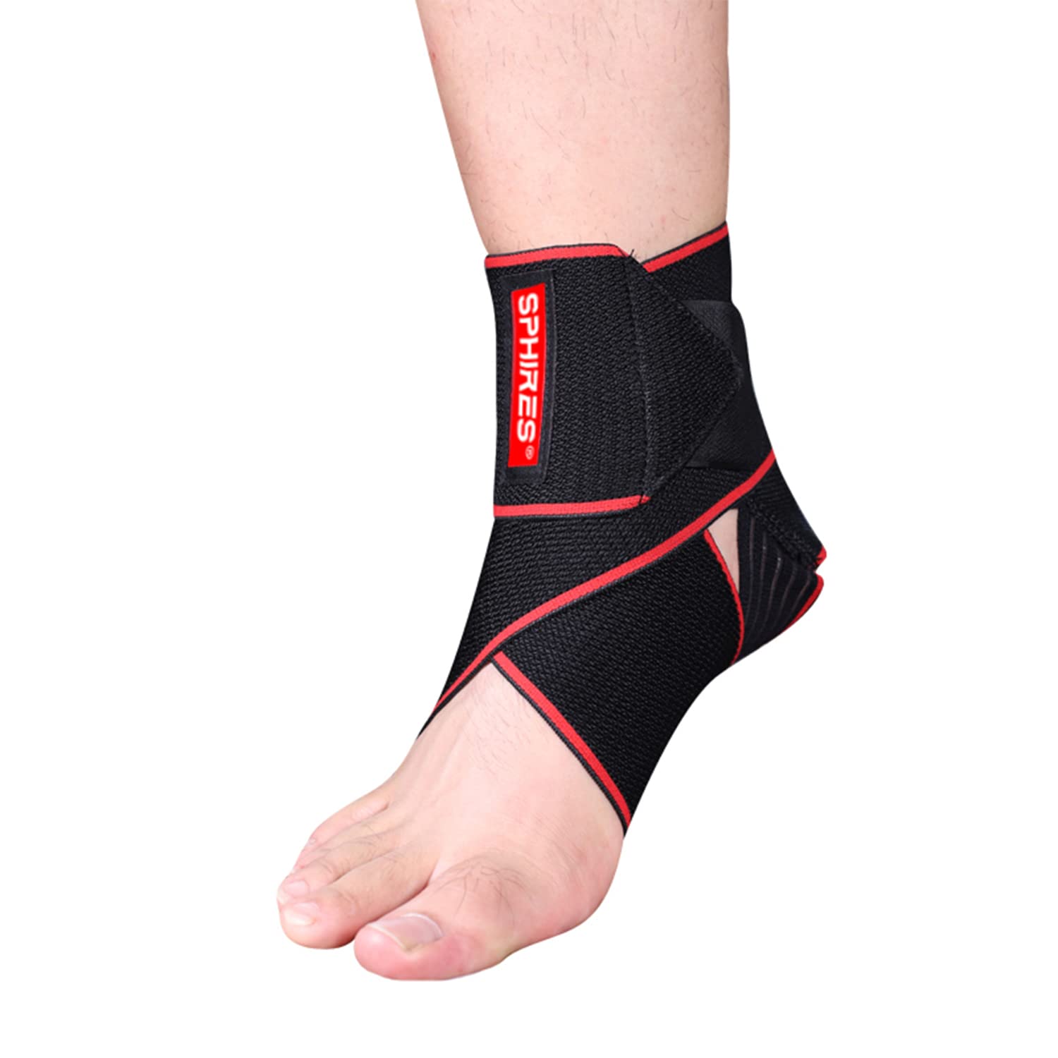sphires Ankle Support Adjustable Ankle Brace For Men, Women, Kids Elastic Fit Breathable Ankle Support For Ligament Damage, Achilles Tendonitis Support, Planter Facetious Support (1-pc Red)
