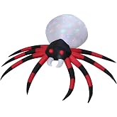 Halloween Inflatable Spider with Rotating Colorful Light Outdoor Blow-up