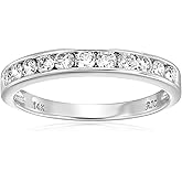 VIR JEWELS 1/2 cttw Diamond Wedding Band for Women, SI2-I1 Certified 14K White Gold Classic Diamond Wedding Band Channel Set, Size 4.5-10