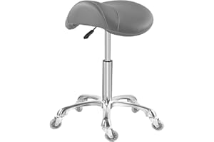 Antlu Saddle Stool Chair for Massage Clinic Spa Salon Cutting, Saddle Rolling Stool with Wheels Adjustable Height (Grey)