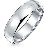 Bling Jewelry Personalized Unisex Couples .925 Sterling Silver Wedding Band Ring for Men and Women Simple Polished Minimalist Dome Design 5,6,7 MM Customizable