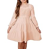 blibean Girls Cotton Long Sleeve Dresses Ruffled Boho Tiered Dress Size 6-15 Years