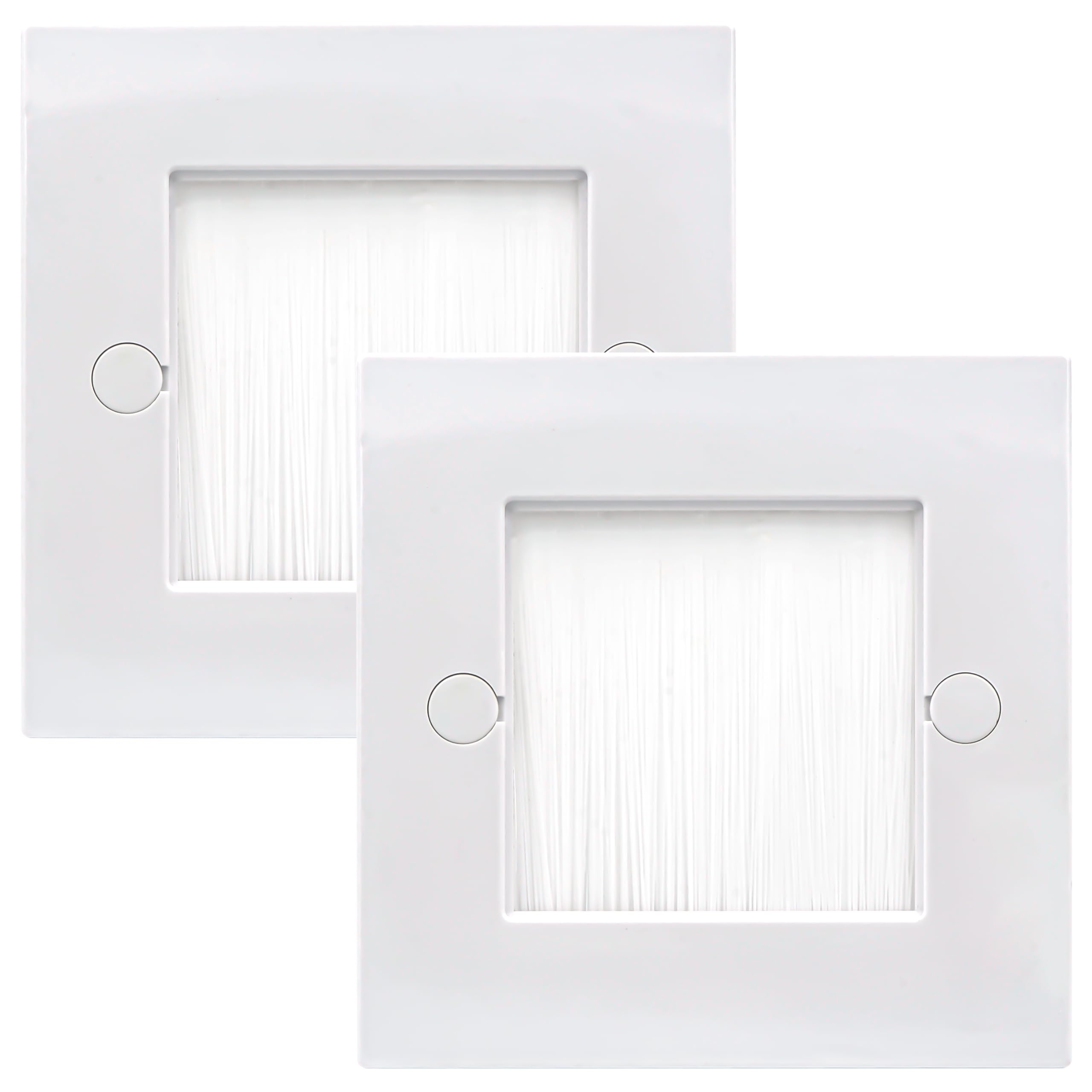LEENUE Brush Wall Plate,Cable Pass Through Insert for Wires, Single Gang Cable Brush Plate, Brush Wall Socket for HDTV, HDMI, Home Theater Systems, White 2 Pack