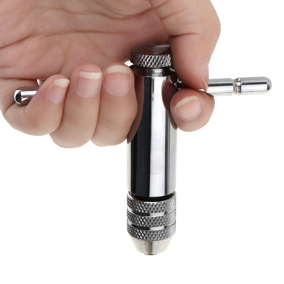 OriGlam Adjustable T-Handle Ratchet Tap Wrench, Reversible Ratchet Tap Wrench, Ratchet Tap Holder Wrench Screw Thread T-Shaped Tap