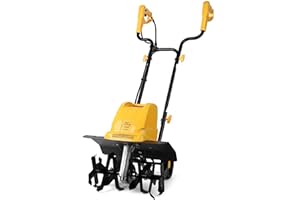IncwBo Garden Rototiller 17-Inch 15-Amp Corded Electric Tiller/Cultivator, Adjustable Wheels, 8-Inch Tilling Depth Tiller