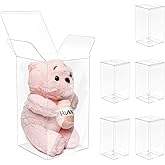 5 PCS Plastic Display Case Box Compatible with Beanie Baby ,Foldable Crystal Clear Display Case Large Compatible with Beanie 