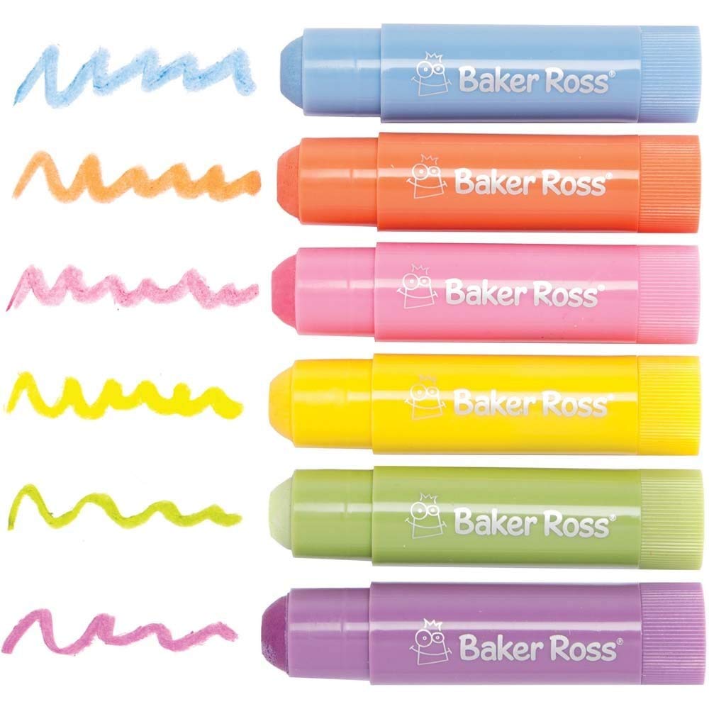 Baker Ross AX705 Fast Drying Mess-Free Twist Poster Pastel Paint Sticks for Easter Crafts, 10g per Stick, Assorted, Pack of 6, Pieces