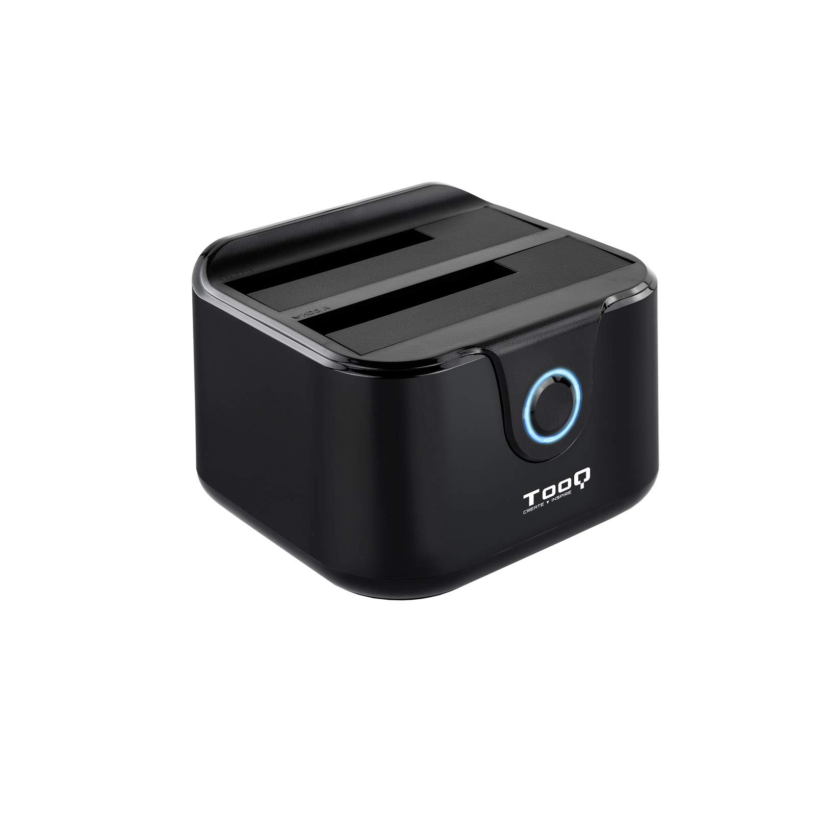 TOOQ TQDS-802B Dual Bay SATA Docking Station for 2.5" & 3.5" Drives, USB 3.0 & USB 2.0 HOST, CLONE Offline Function, Black