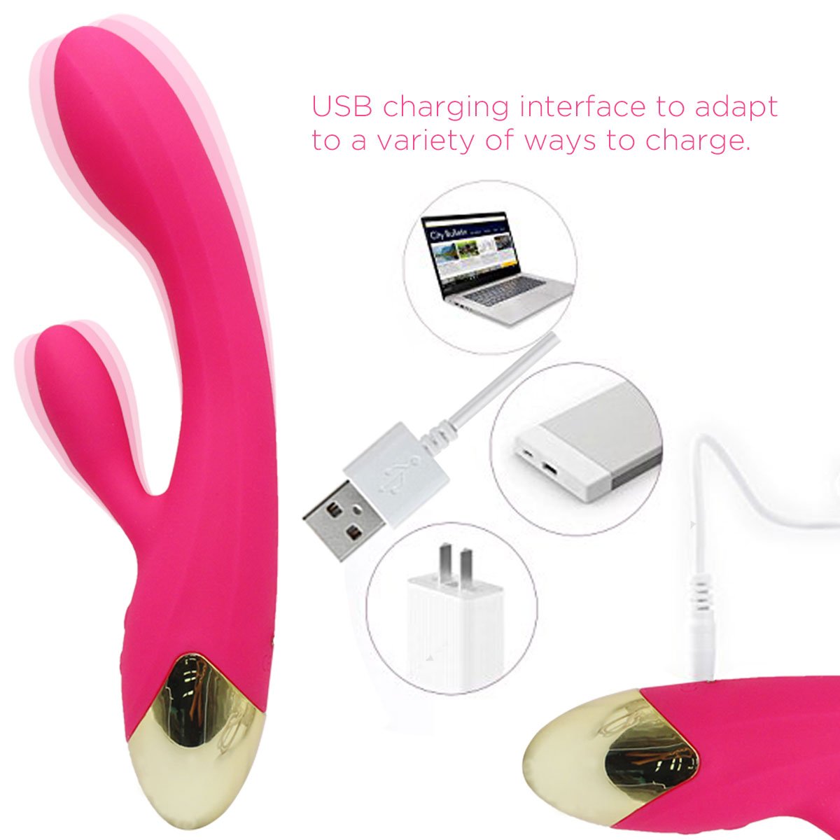 Computer LED Silent Force Vibrator Rotating 10X Level Relieve Muscle Ache Waterproof Artery Bath and Body Works USB Cable Rechargeable Massager Long Time Use