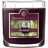 Colonial Candle Fine Merlot Scented Jar Candle, 2 Wick, 3.5 oz, Mottled Wax Candle