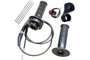 ANIRO MOTO Auto-Moto Handle Bar Throttle Grips Grip +Throttle Cable + Throttle Housing Clamp for 50cc 79cc 125cc 250cc Dirt Bike Quad ATV Pit Compatible with Coleman CT200U CT200U-EX BT200X Trail 200 Mini Bike