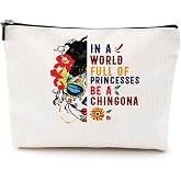 DJHUNG Inspired Mexican Girl Makeup Bag Funny Badass Women Gift Skull Travel Pouch for Women Female Girls Friends Sister BFF Nurse Mom Aunt Birthday Christmas Halloween in a World Full of Princesses
