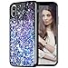 Caka iPhone X Case, iPhone Xs Glitter Case Bling Sparkle Luxury Fashion Flowing Floating Liquid Quicksand Waterfall Glitter Girly Girls Women Cute TPU Black Case for iPhone 10 X XS (Blue Purple)