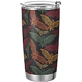 Yasala Halloween Tumbler Colorful Bat Insulated Coffee Cup Back to School Beverage Container Office Travel Mug with Straw and Lid 20oz Holiday Gift Day of The Dead Present