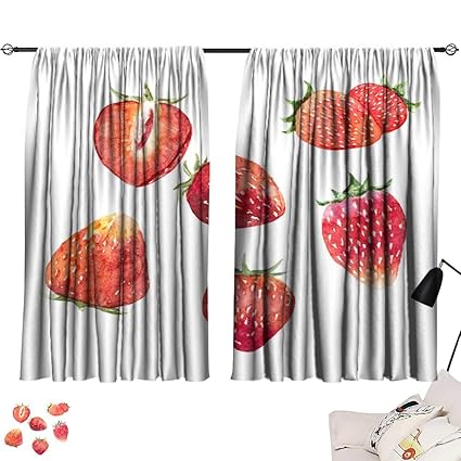 Amazon Com Smallbeefly White Curtains Watercolor Strawberry Set