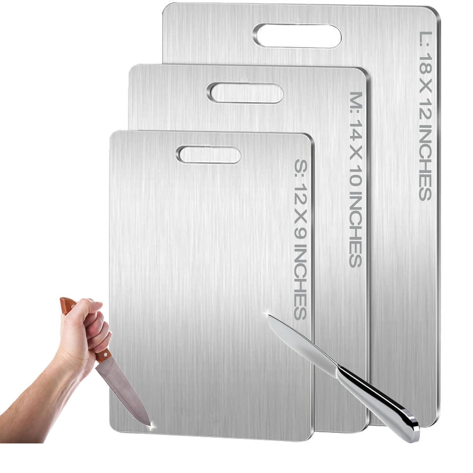 Photo 1 of 1 pc.   Titanium Cutting Board - 2025 New Upgrade 100% Pure Titanium Cutting Boards for Kitchen Double Sided Titanware Cutting Board,Hygiene Durable Dishwasher Safe Chopping Board,1PC (12"L x 9"W)