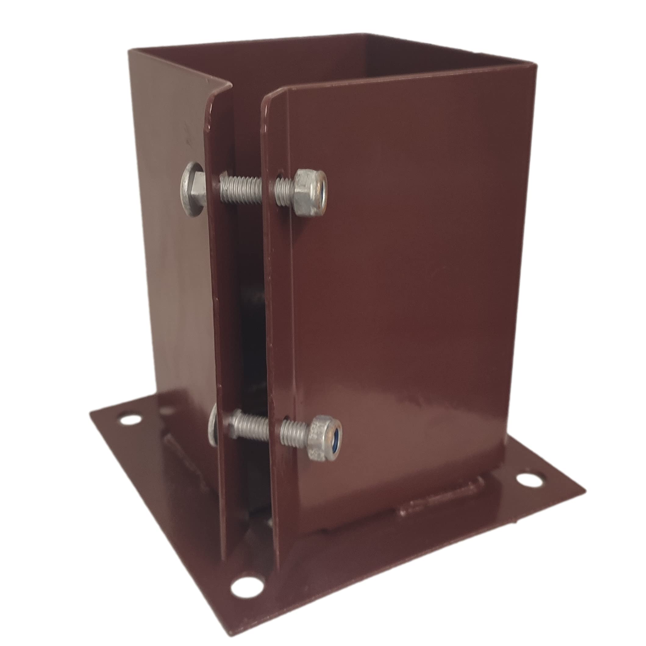LLB Bolt Down Square Bracket for Pergola Posts Heavy Duty Red Powder Coated Post Fence Foot Base Support Size: 100mm x 100mm (4inch x 4inch) pack of 1