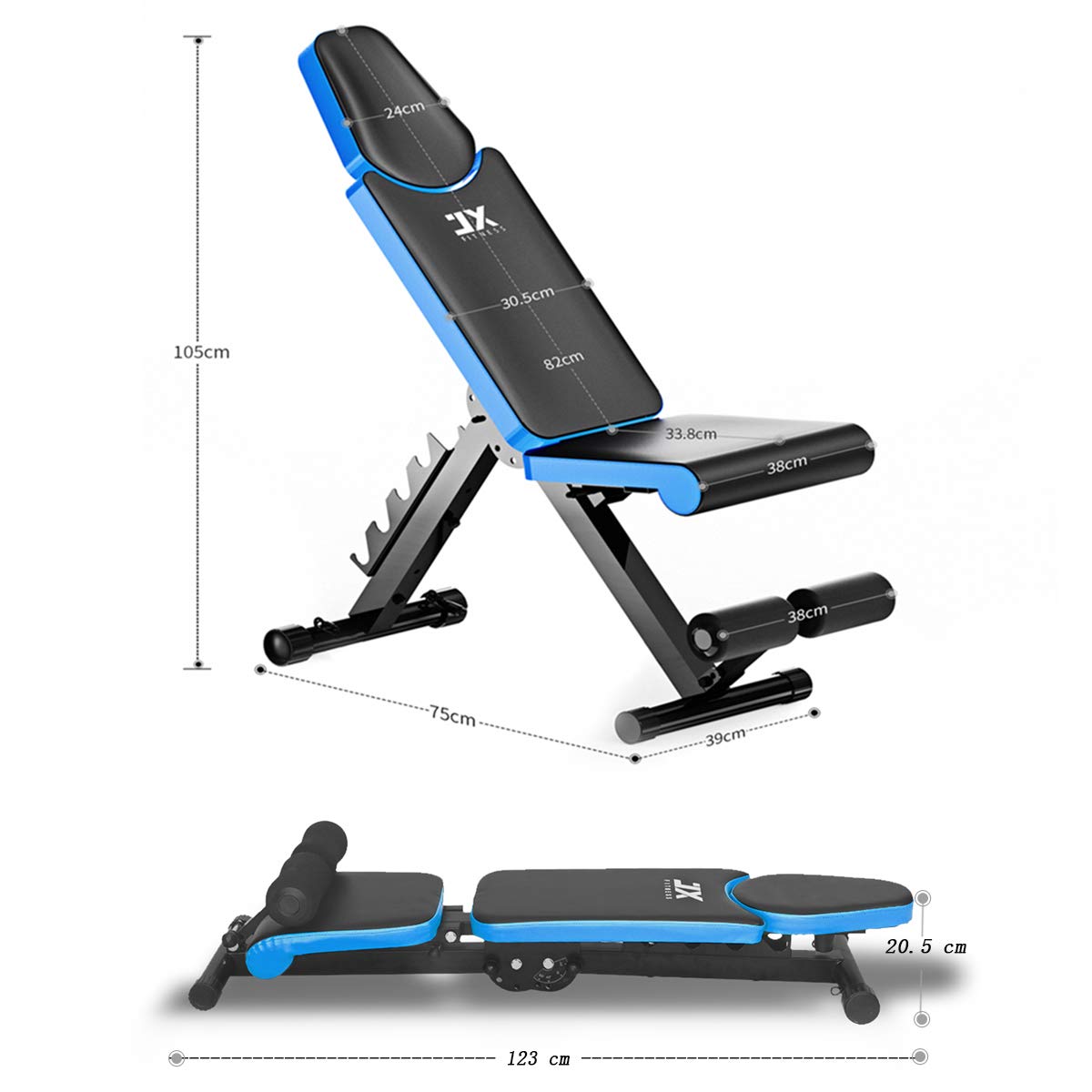 Jx FITNESS Banco Pesas Multifunci oacute n Plegable Adjustable Casa