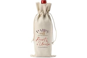 FBCCZEY Funny Aunt And Uncle Pregnancy Baby Announcement Wine Bag, Pregnancy Baby Announcement Gifts for Aunt And Uncle Wine Bottle Bag, Pairs Well With Becoming An Aunt And Uncle Wine Bags