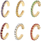 MOEPAPA Ear Cuff Colorful Clip on Hoop Earrings for Women 6pcs set