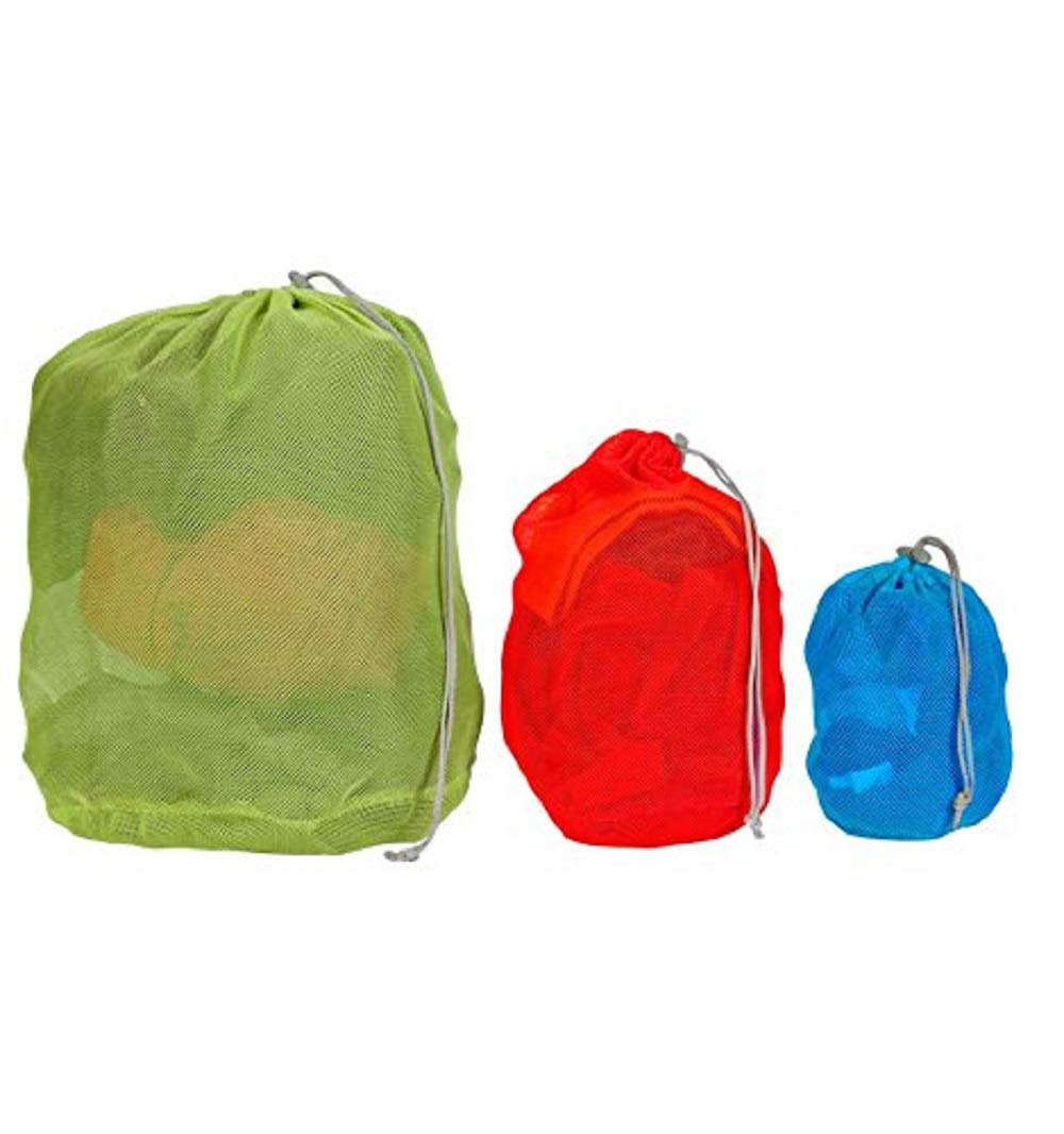 Vango Mesh Internal Rucksack Bags with Drawcord, Small, Medium, Large Stuffsac- Green/Red/Blue
