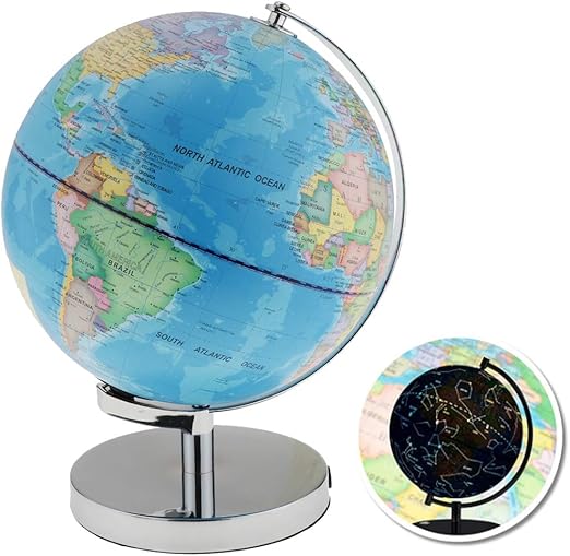 Txyj Globo Terraqueo Iluminado Con Iluminacion Led Sin Cables Dia Y Noche Mapa De Ingles Mapa Politico Estrellas De Constelacion Amazon Es Hogar