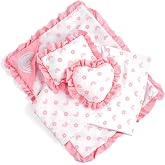 BABESIDE 4 Pcs Baby Doll Blankets Set for 17-22 Inch Baby Dolls | Pink Flower &amp; Rainbow Patterns Reborn Baby Doll Accessories Dolls Blankets with Pillows fits Baby Doll Bed Accessories