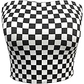 WSPLYSPJY Women's Black and White Plaid Sexy Strapless Tube Top