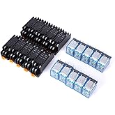 10Pcs/Set 8 Pin Relay + Base LY2NJ DC 24V General Purpose Power Relay 2 NO 2 NC Electronic Relay, 18000 Times/Hour