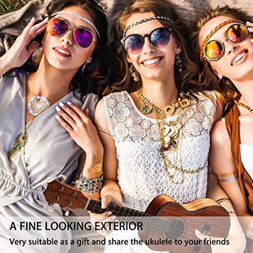 Concert Ukulele, Learn to Play Ukulele 23 inch Bundle with Sapele Gig Bag Tuner Strap Backup String and Instruction Booklet Starter Uke Kit Hawaiian Guitar Professional Tom Ukulele for Beginner