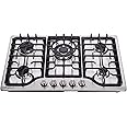 Hotfield 30 Inch Gas Cooktop Stainless Steel 5 Burners Stovetop Dual Fuel Gas Hob NG/LPG Convertible Gas Cooktop HF57042 Stainless Steel