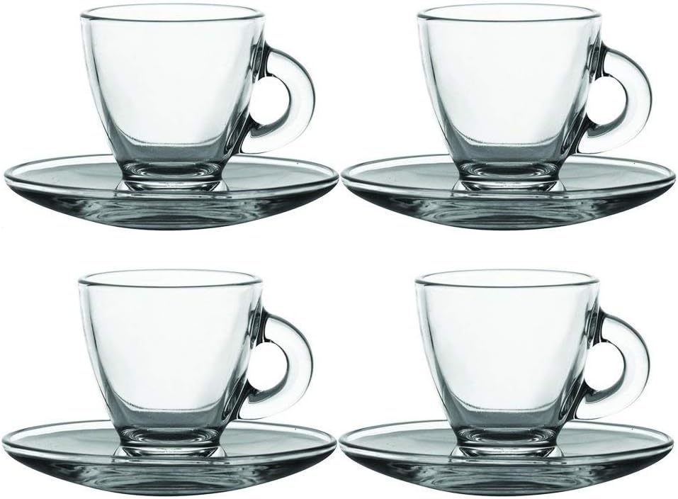 Set of 4 Glass Espresso Cups & Saucers Amazon.co.uk Kitchen & Home