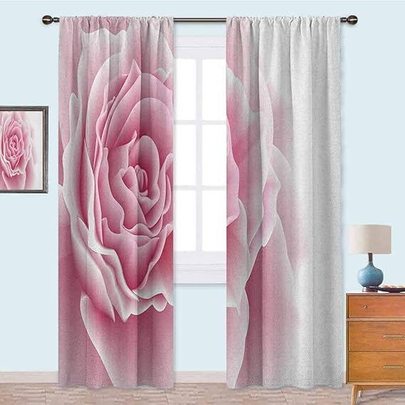 YUAZHOQI Room Darkening Window Curtains Romantic Rose Petals Beauty