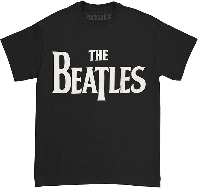 Amazon Com The Beatles Solid White Logo Men S Black T Shirt Clothing