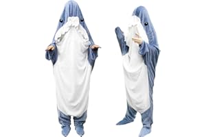AIERDEN Shark Wearable Blanket Hoodie Onesie for Kids Adult,Cozy Fleece Shark Blanket Hoodie, Shark Cosplay Costume Kids Women Men