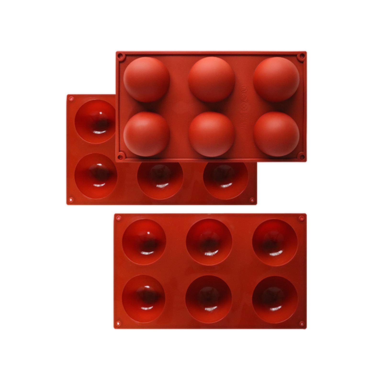 3 PCS Silicone Chocolate Mould, Half Ball Sphere Silicone Cake Mold Large 6 Cavity Semi Sphere Silicone Mould 6 Holes Round Shape Baking Mold for Hot Chocolate Bombs Cake Jelly Dome Mousse Soap Candle
