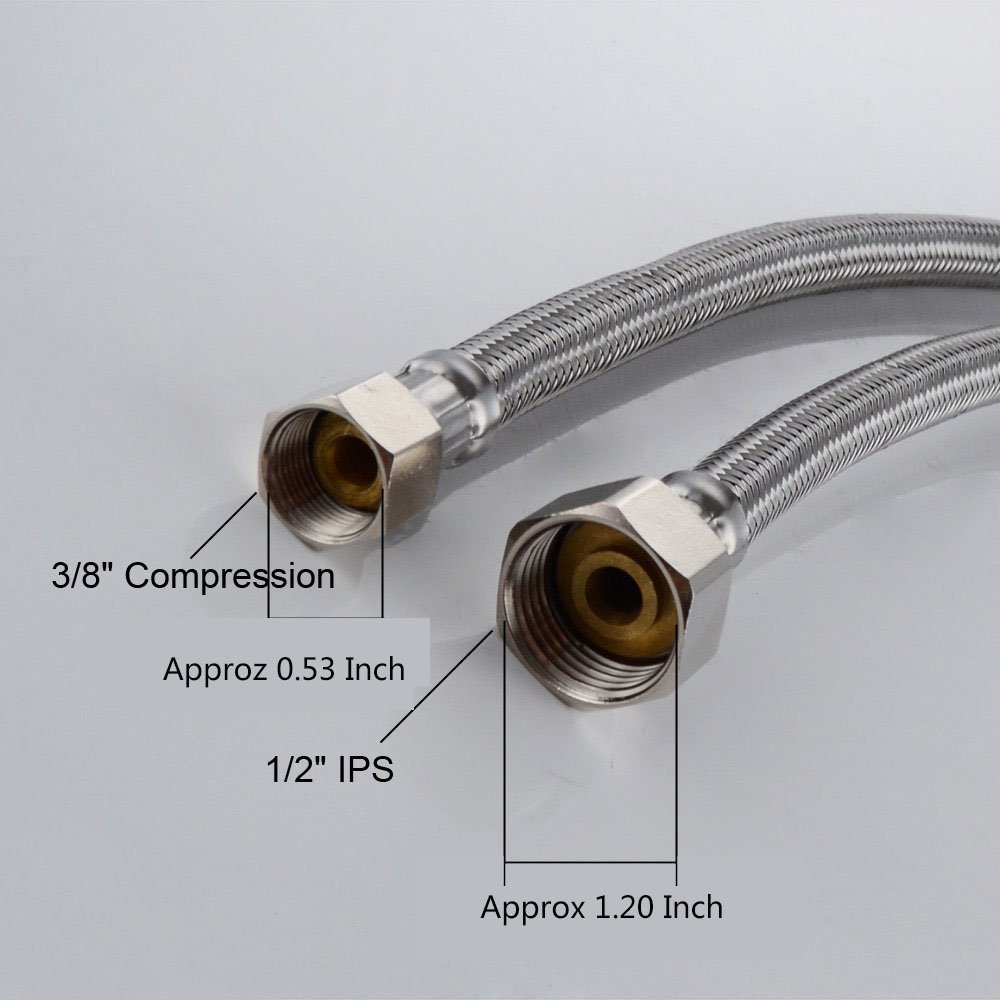 VCCUCINE Braided Stainless Steel 3/8" Female Compression Thread x 1/2