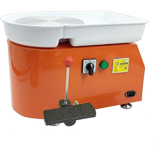 TABODD 25cm Electric Pottery Wheel Machine 350W, 350W Ceramic Forming Machine with Adjustable Foot Pedal DIY Clay Tool with Detachable Tray for Ceramic Work Clay Art - Orange