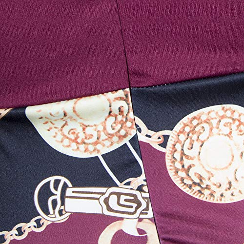 Dresses for Women Work Casual - Cute Bowknot 3/4 Sleeve Floral Bodycon Dress Wine Red Medium